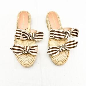 Loeffler Randal Daisy Two Bow Espadrille Platform Sandal Banded Sandal Size 37